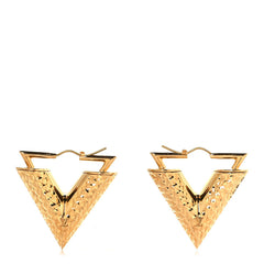 Brass Guilloche Essential V Earrings Gold