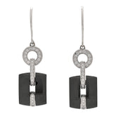 18K White Gold Diamond Ceramic Ultra Drop Earrings Black