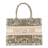Canvas Embroidered Medium Around The World Book Tote Gold