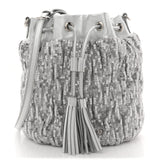 Paillettes Mate Bucket Bag Argento
