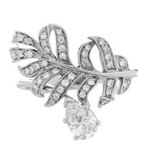 18K White Gold Diamond Plume De Chanel Ring 53 6.5