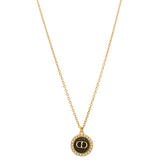 Metal Pearl CD Necklace Gold Black