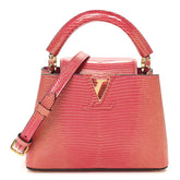 Metallic Lizard Capucines Mini Fuchsia Gold