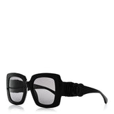 Acetate Calfskin Polarized Square Sunglasses 5474-Q Black
