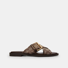 Coach Outlet Crisscross Buckle Sandal In Signature Jacquard