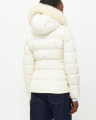 Prada White Down & Fur Hood Ski Jacket - XS