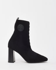 Hermès Black Chenille Knit Fabric Jenna 90 Ankle Boots - 41