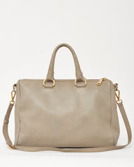 Prada Grey Vitello Daino Leather Zip 2Way Tote Bag with Strap