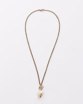 Gucci Gold Finish Metal Interlocking Crystal GG Pearl Necklace