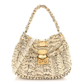 Snakeskin Small Matelasse Coffer Hobo Beige
