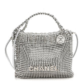 Crystal Embellished Metallic Lambskin Mini Chanel 22 Silver