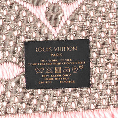 Wool Silk Logomania Shine Scarf Pink