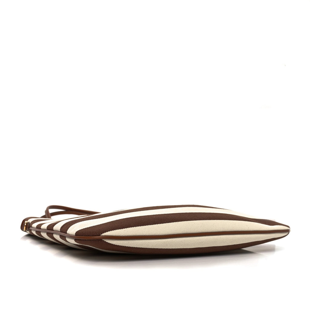 Canvas Calfskin Striped Ivy Cacao Naturale