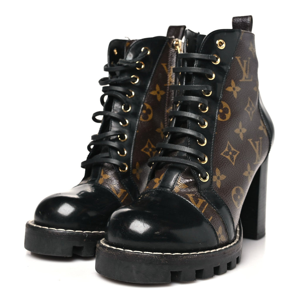 Patent Calfskin Monogram Star Trail Ankle Boots 38.5 Black