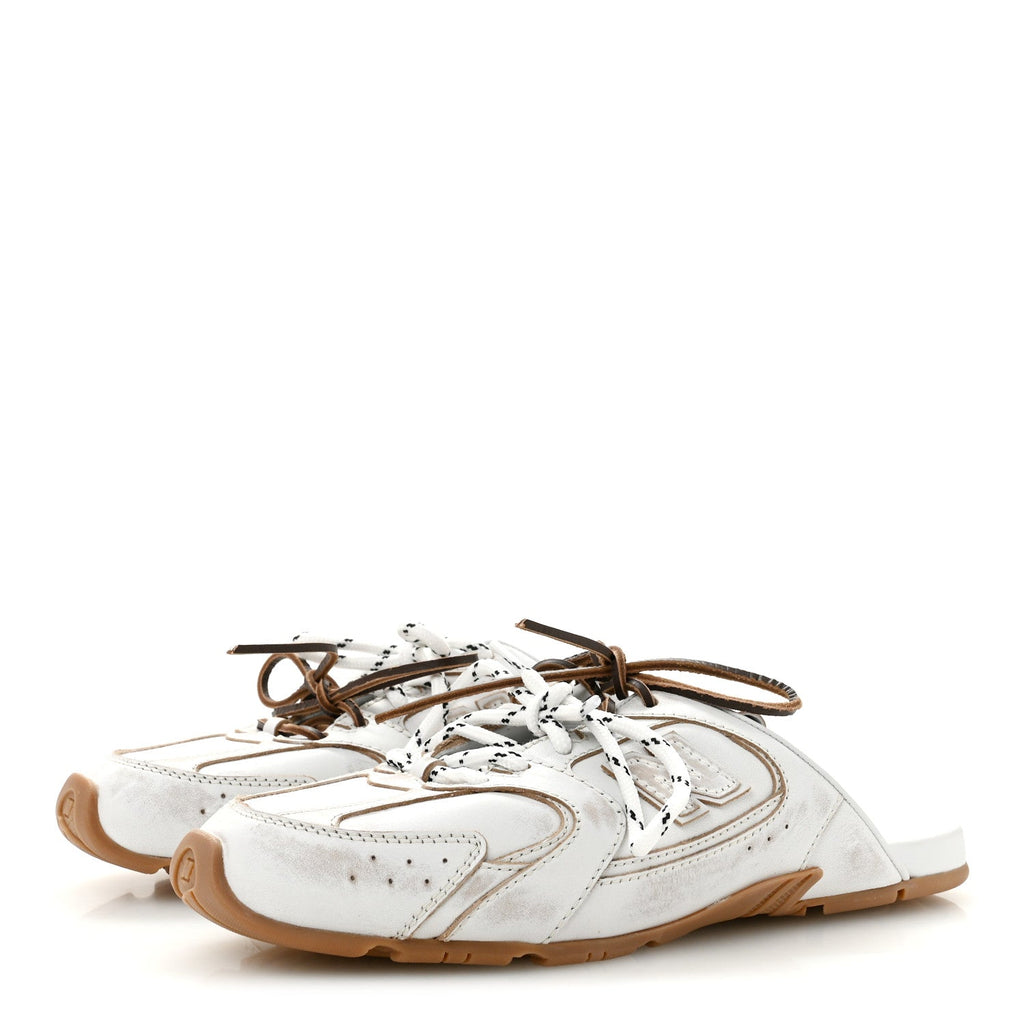 X NEW BALANCE Bleached Calfskin 530 SL Slip-On Sneakers Mules 39.5 White