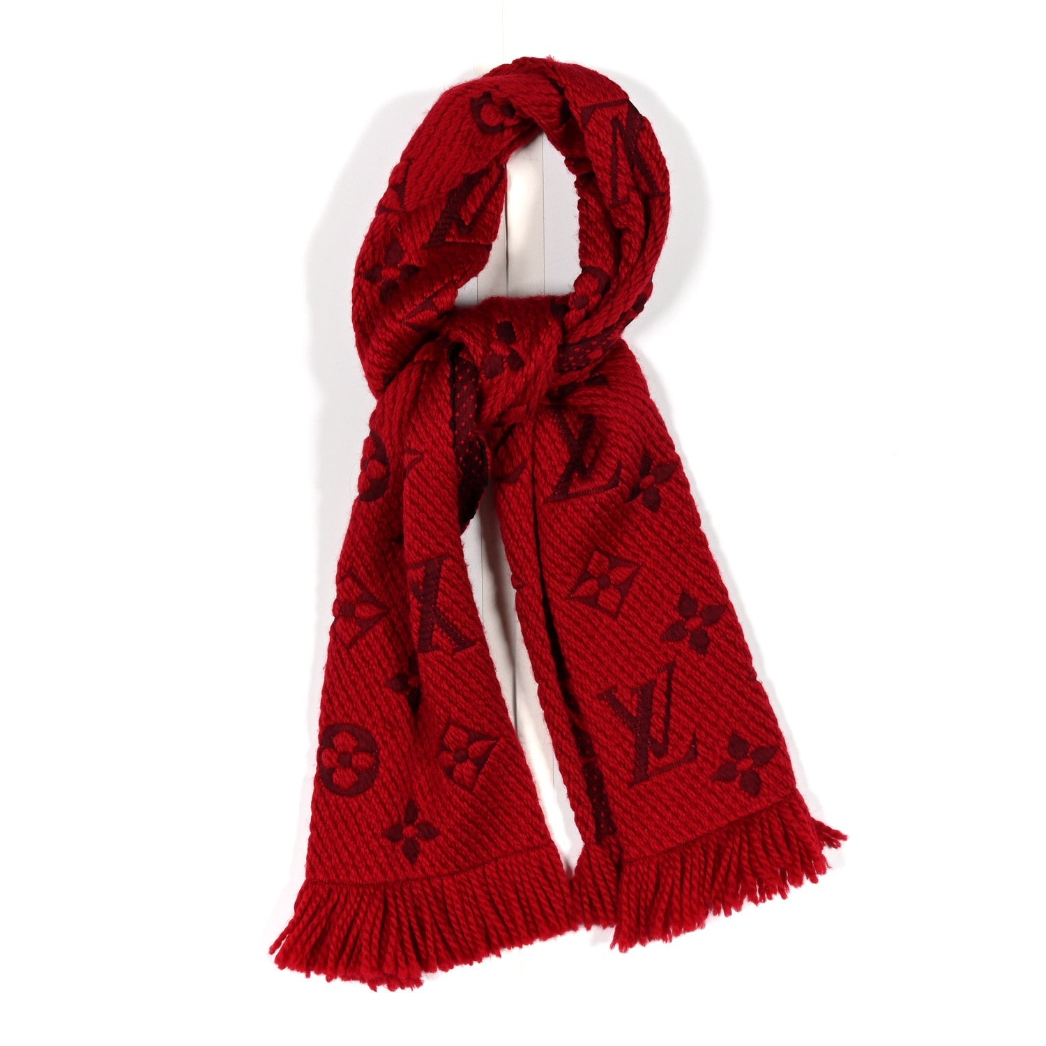 Wool Silk Logomania Scarf Rubis