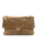 Suede Calfskin Souplissimo Maxi Flap Dark Beige