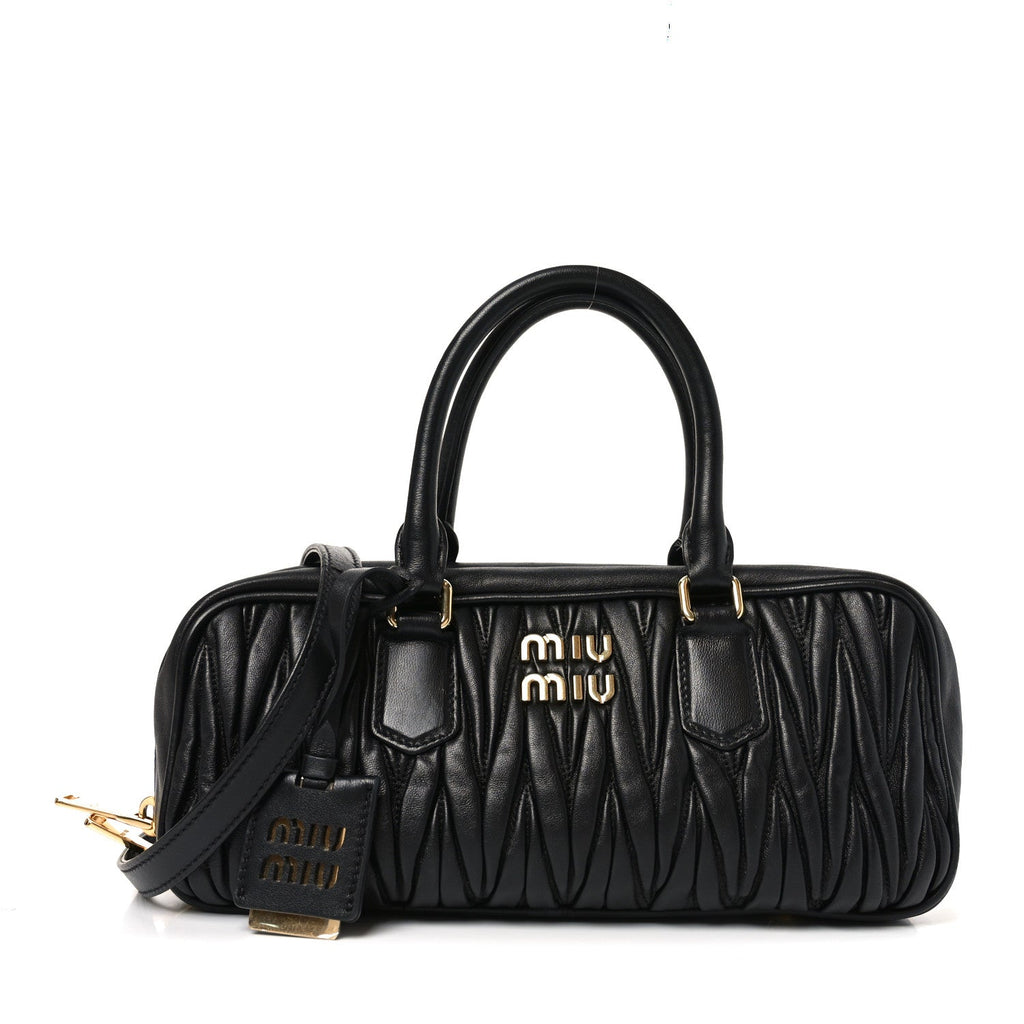 Nappa Matelasse Large Arcadie Top Handle Bag Black