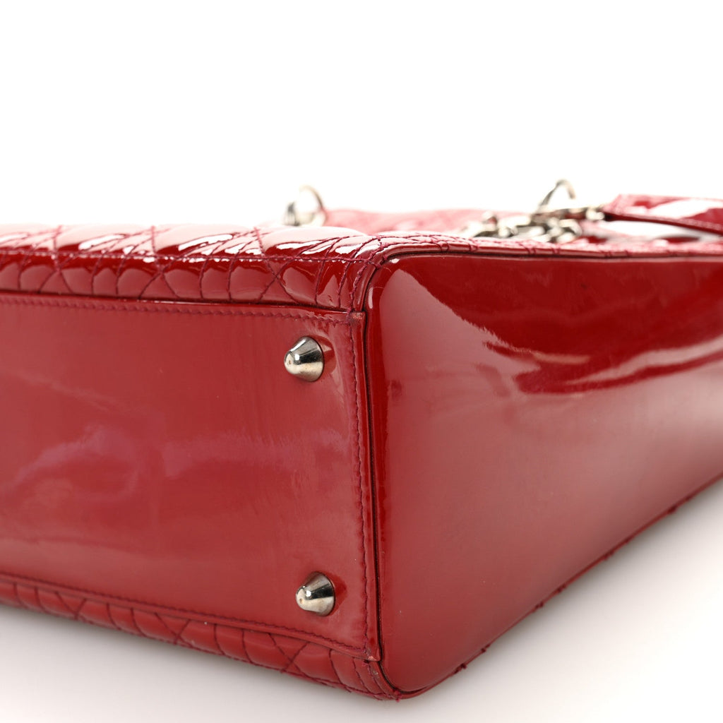 Patent Cannage Large Lady Dior Red