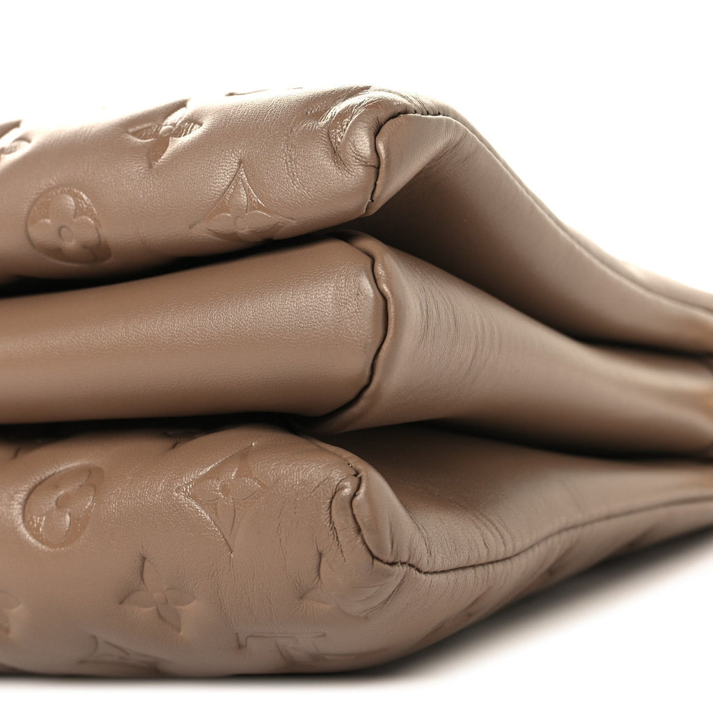 Lambskin Embossed Monogram Coussin MM Taupe