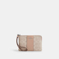 Coach Outlet Corner Zip Wristlet In Signature Canvas With Stripe