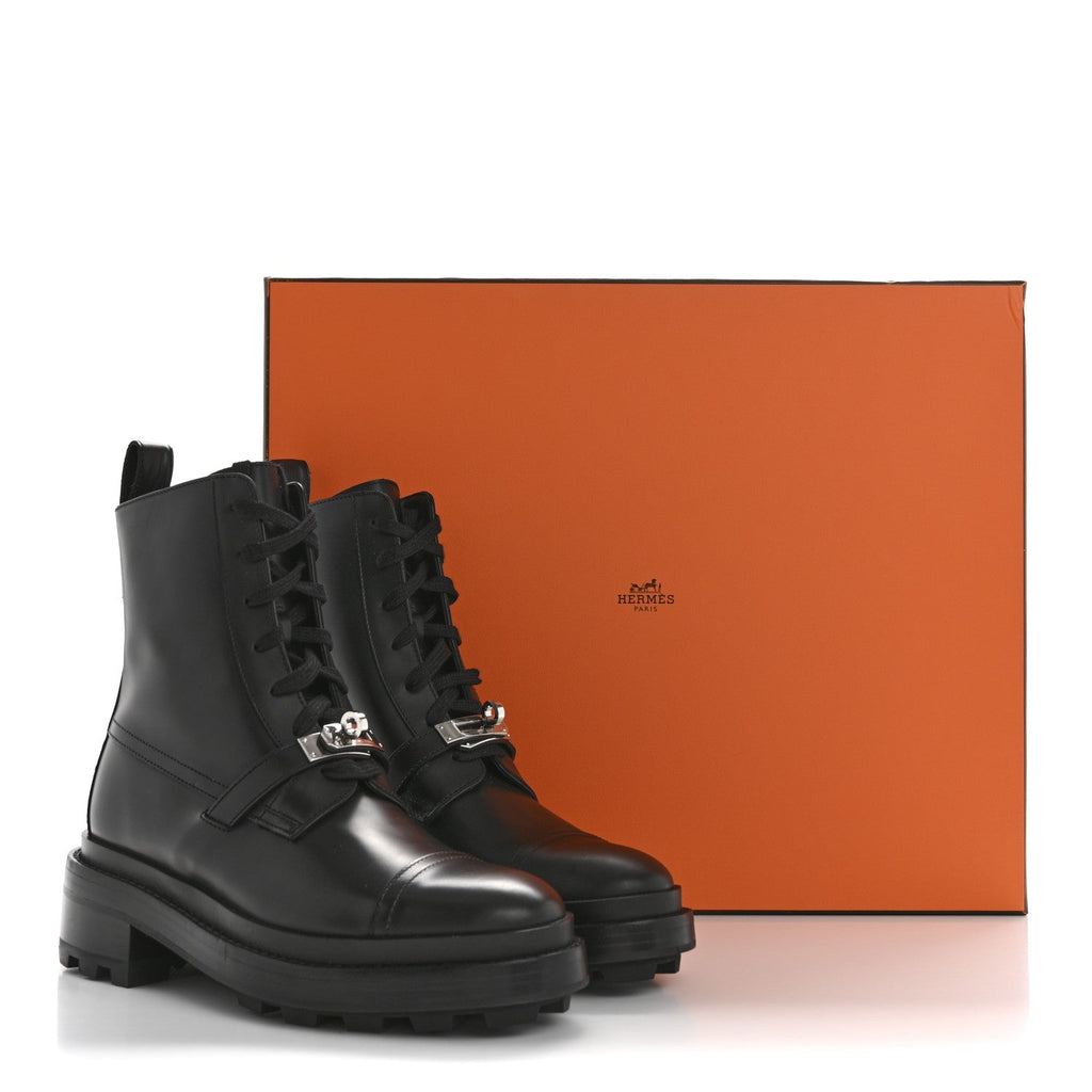 Glossed Calfskin Funk Ankle Boots 36 Black