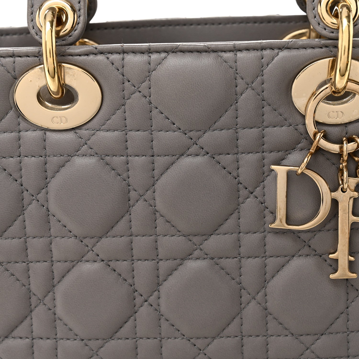 Lambskin Cannage Small Lucky Badges My Lady Dior Grey
