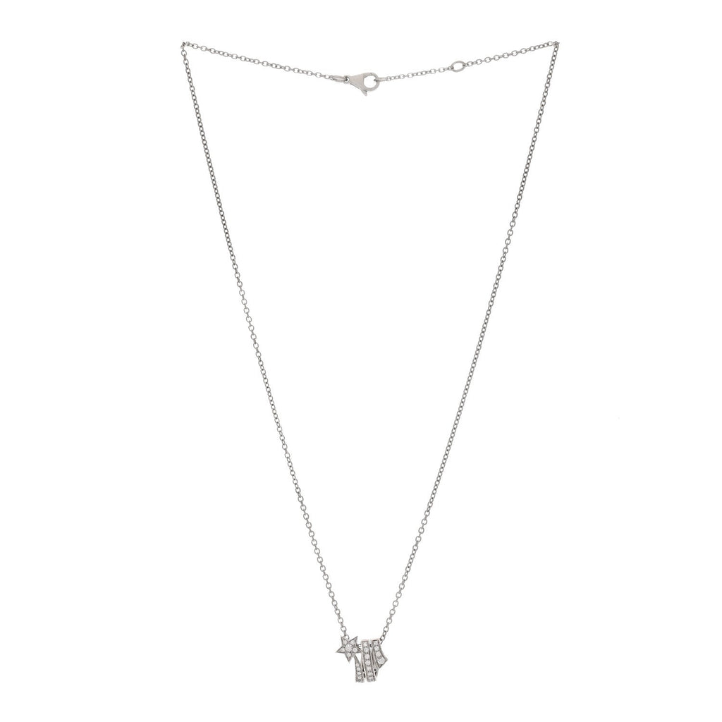 18K White Gold Diamond Comete Geode Pendant Necklace