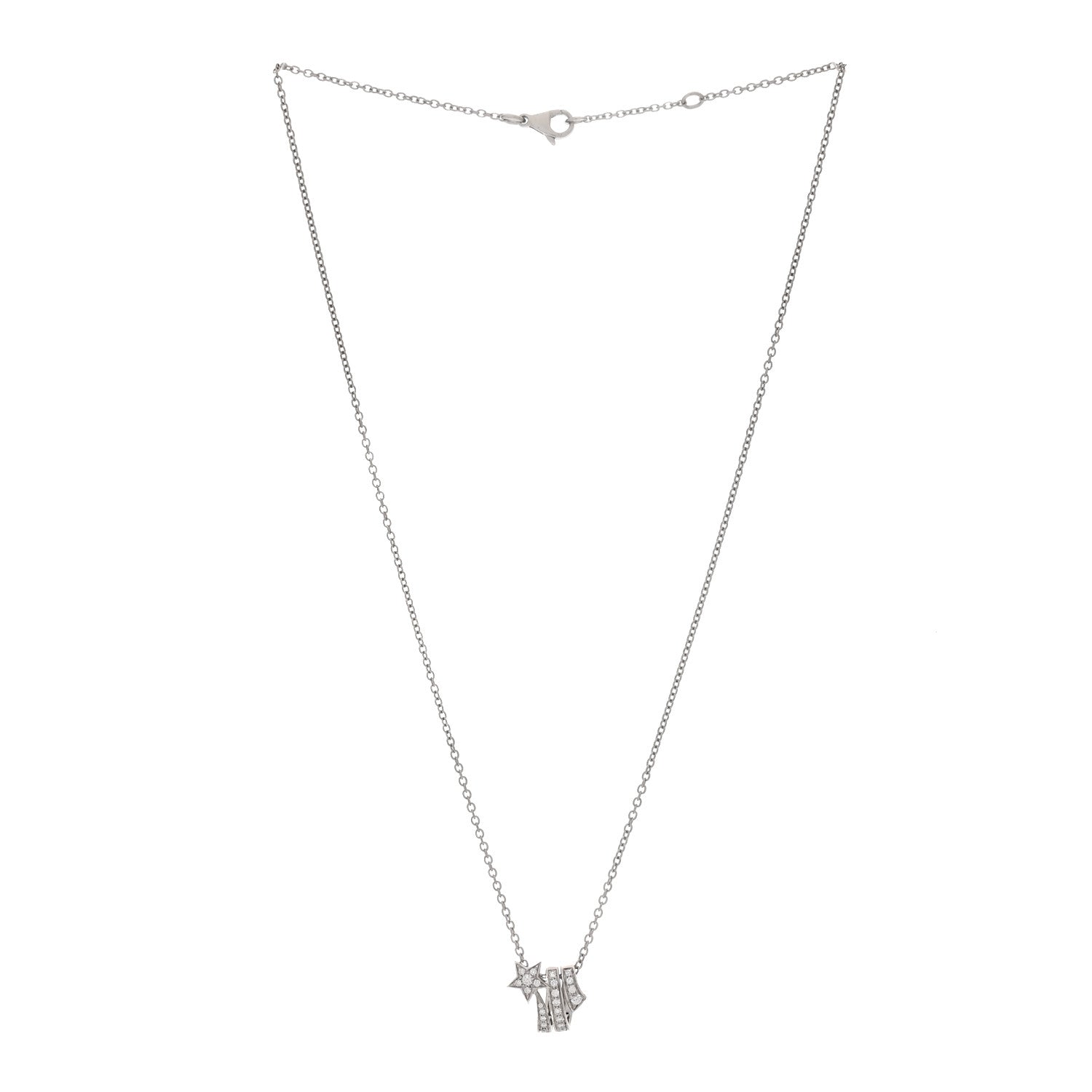 18K White Gold Diamond Comete Geode Pendant Necklace