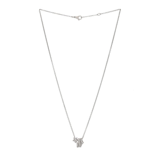 18K White Gold Diamond Comete Geode Pendant Necklace