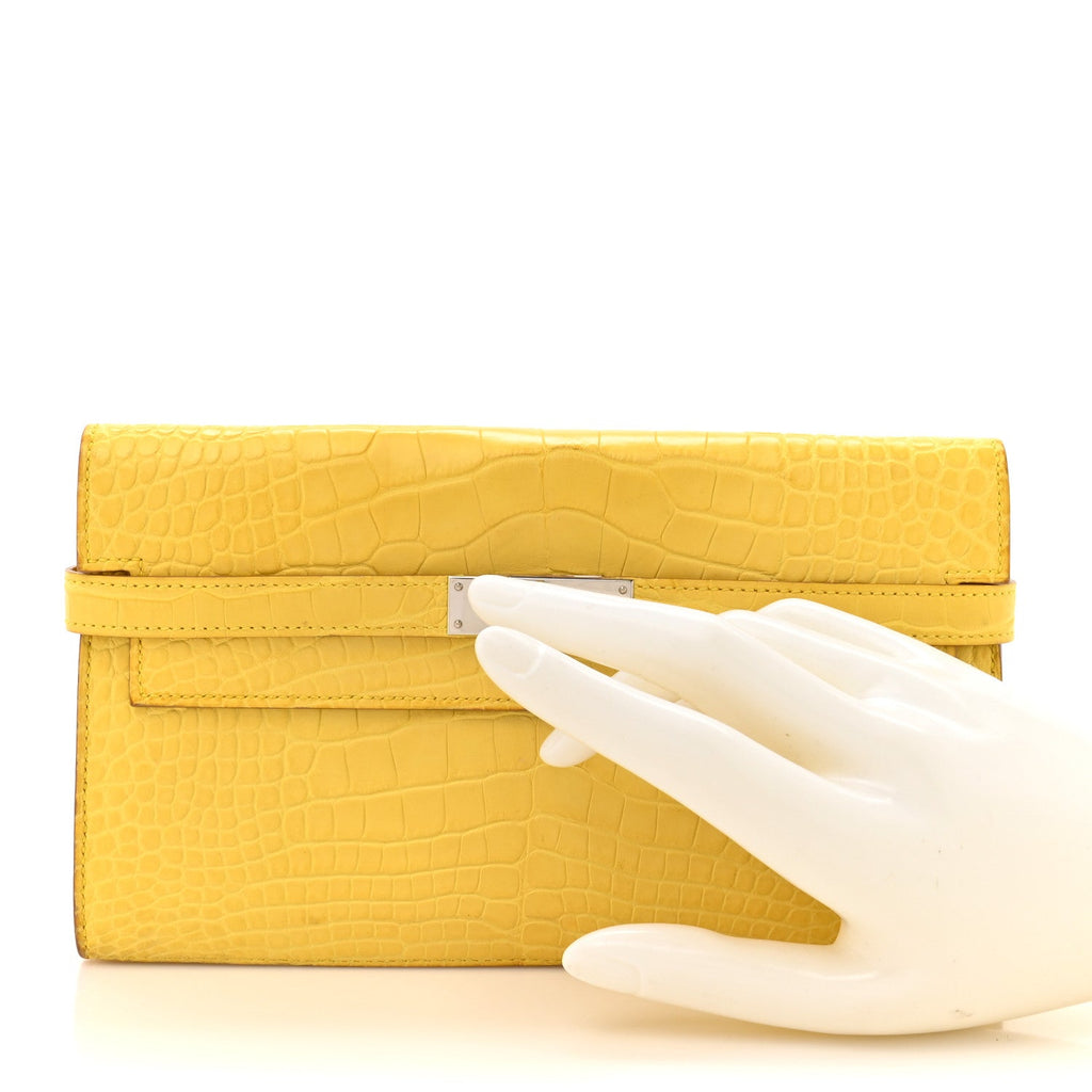 Matte Alligator Kelly Longue Wallet Mimosa