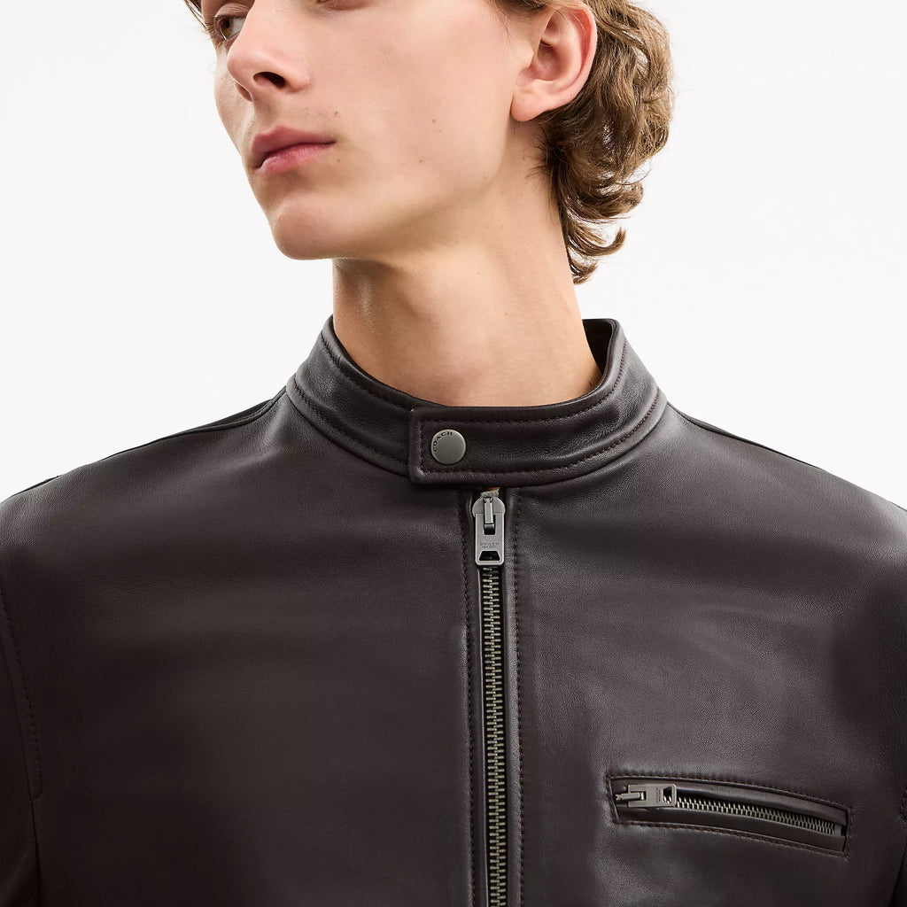 Coach Outlet Leather Racer Jacket