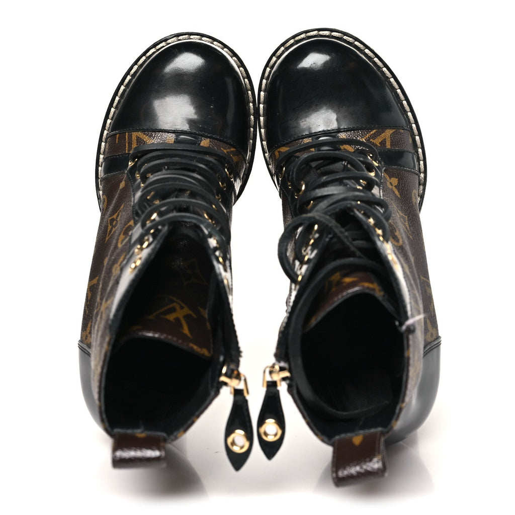 Patent Calfskin Monogram Star Trail Ankle Boots 38.5 Black