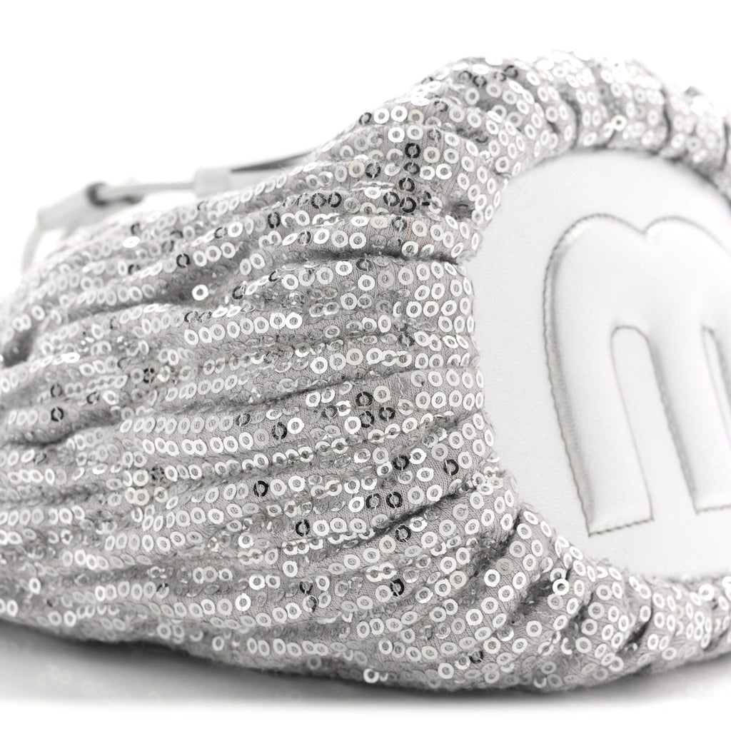 Paillettes Mate Bucket Bag Argento