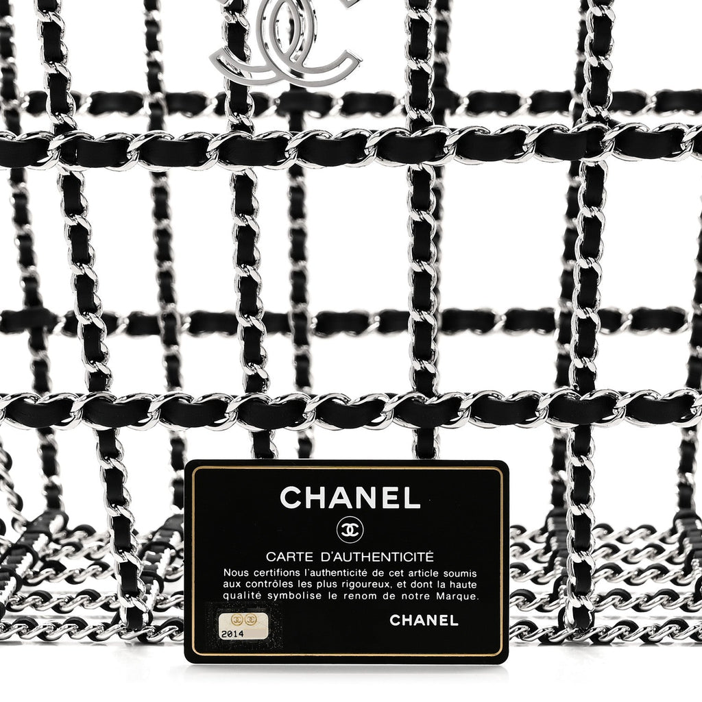 Brass Calfskin Large Grocery By Chanel Shopping Basket Silver