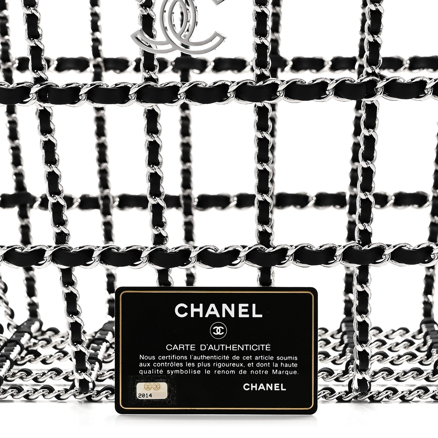 Brass Calfskin Large Grocery By Chanel Shopping Basket Silver