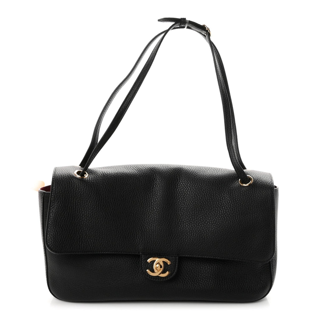 Grained Calfskin Small Souplissimo Maxi Flap Black