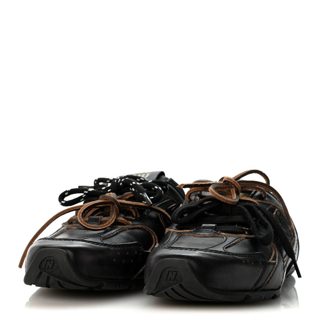 X NEW BALANCE Bleached Calfskin 530 SL Slip-On Sneakers Mules 37 Black