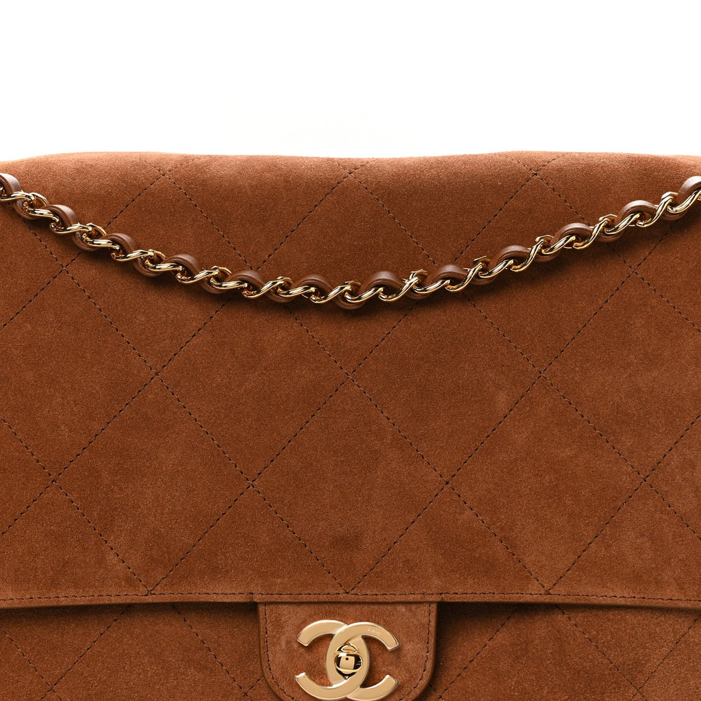 Suede Calfskin Souplissimo Maxi Flap Camel