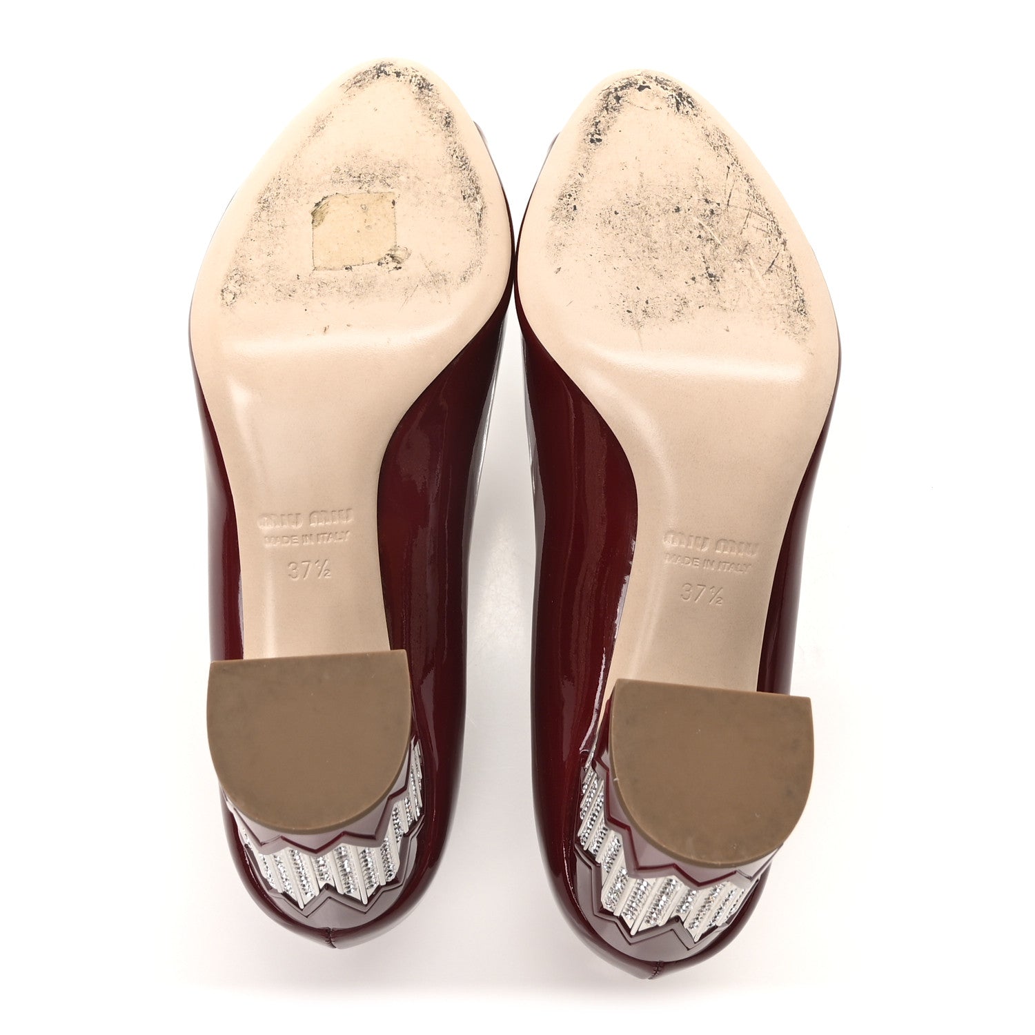 Patent Crystal Peep Toe Pumps 37.5 Burgundy