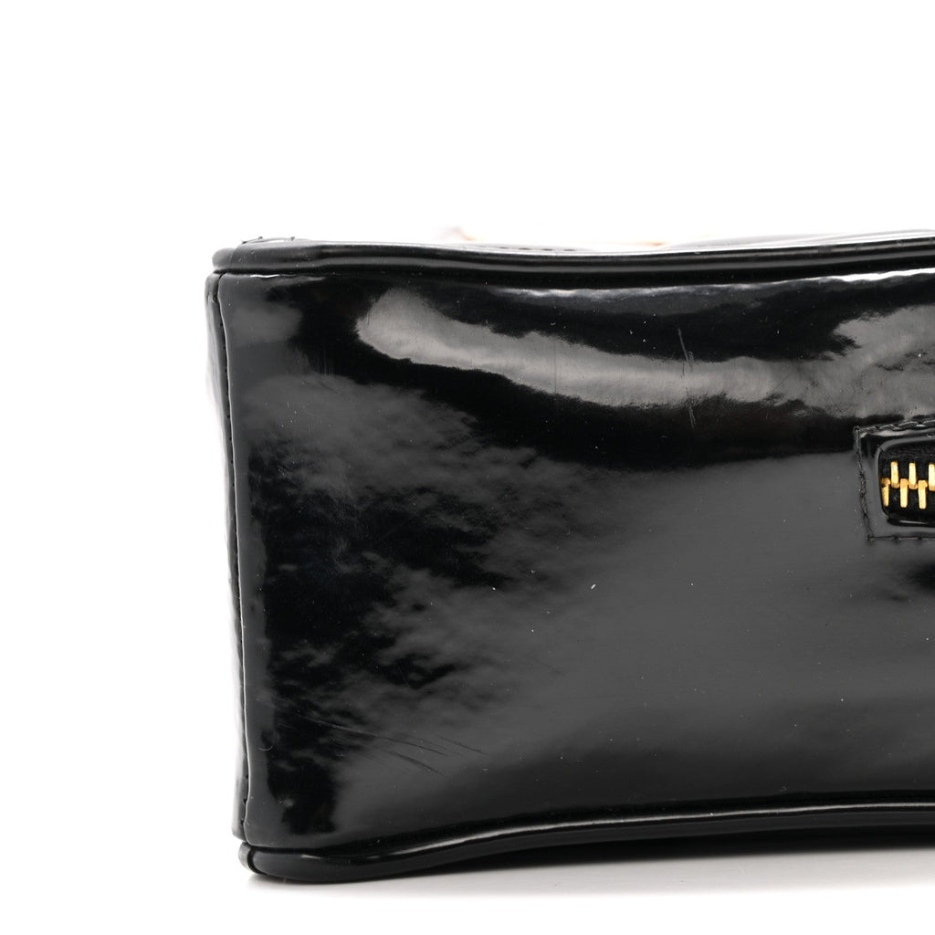 Patent Quilted CC Barbie Heart Vanity Case Black