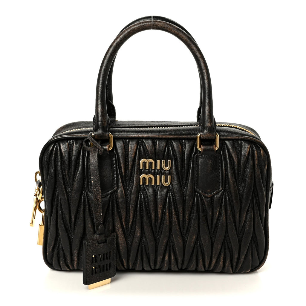 Nappa Matelasse Arcadie Top Handle Bag Sabbia Caffe