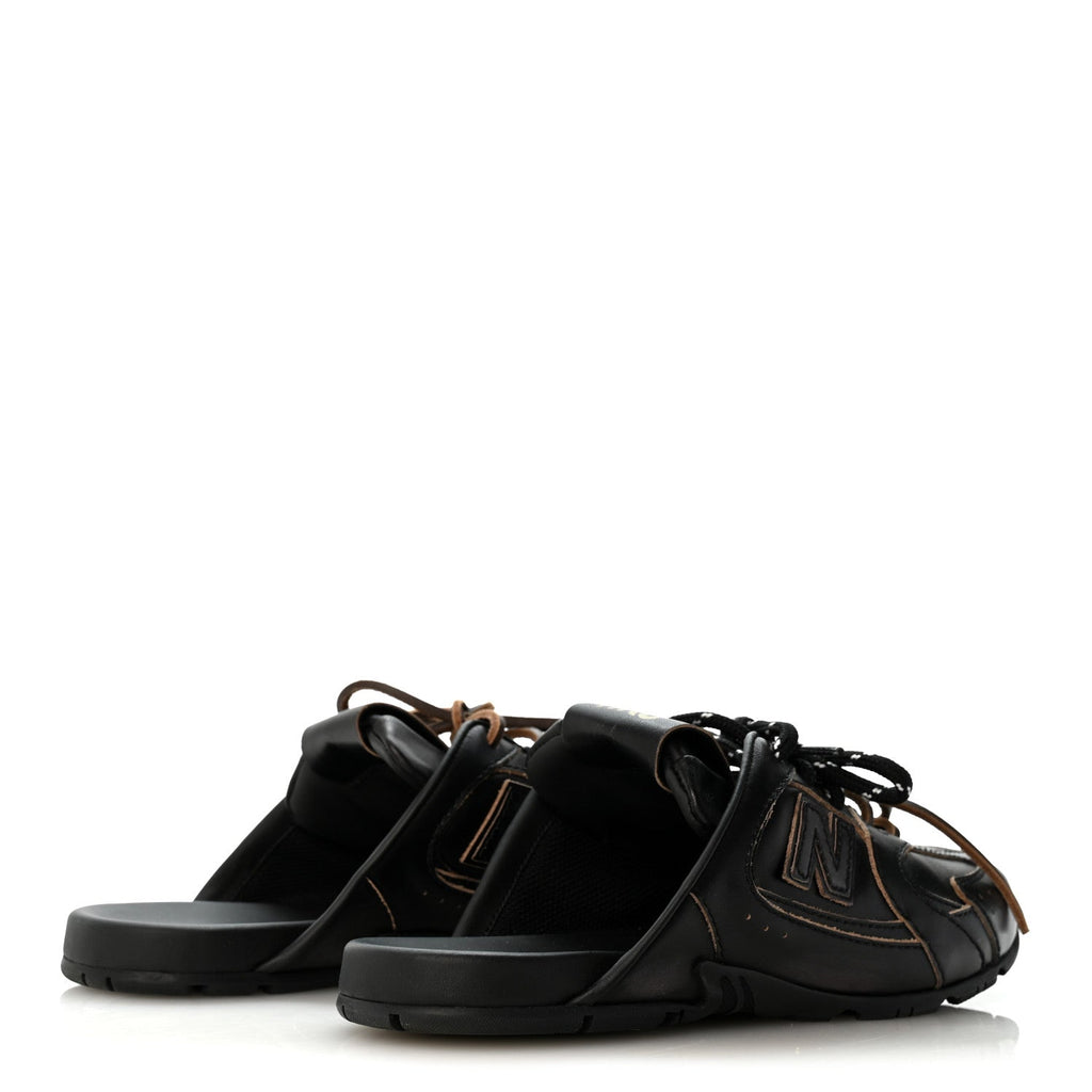X NEW BALANCE Bleached Calfskin 530 SL Slip-On Sneakers Mules 37 Black