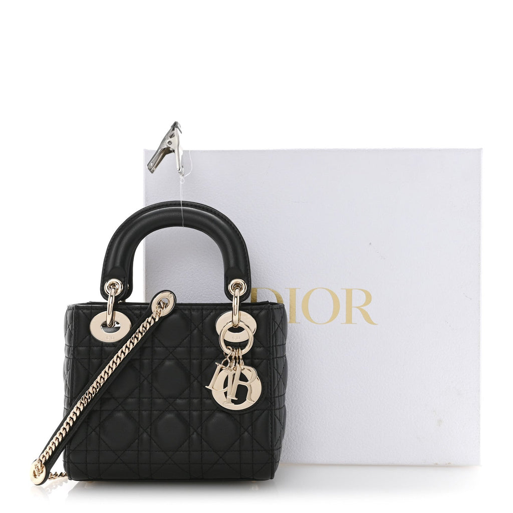 Lambskin Cannage Mini Lady Dior Black
