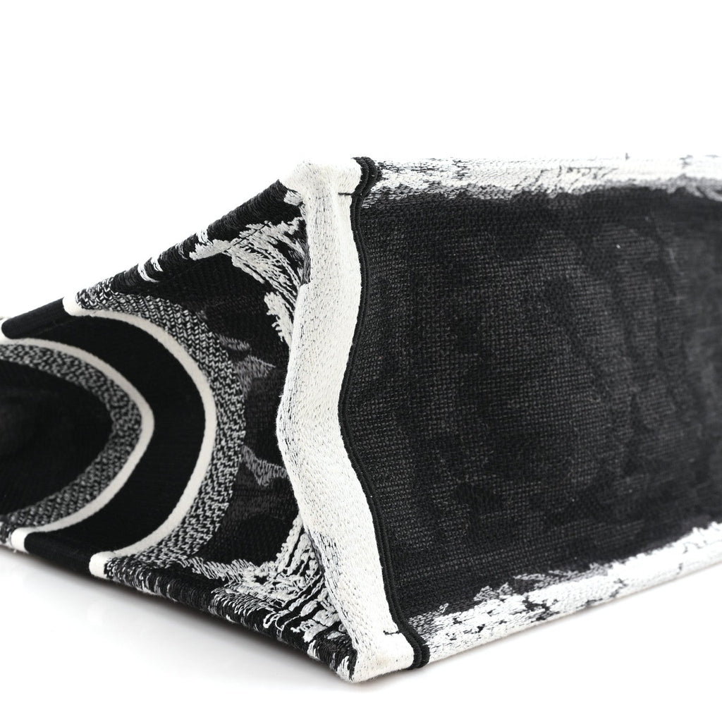 Canvas Embroidered Medium Paris Book Tote Black White