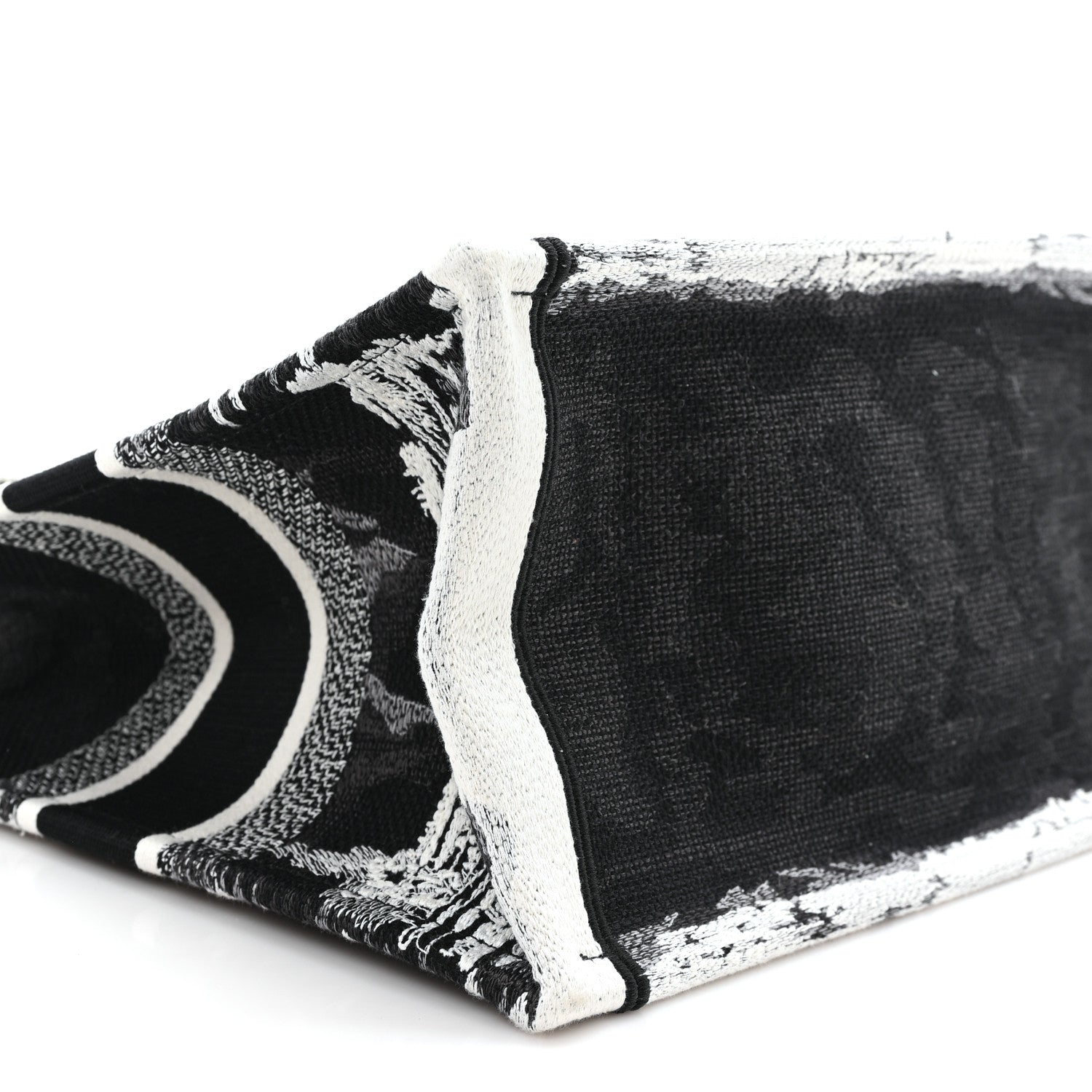 Canvas Embroidered Medium Paris Book Tote Black White