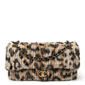 Tweed Mixed Fibers Leopard Print Small Souplissimo Maxi Flap Brown Black White