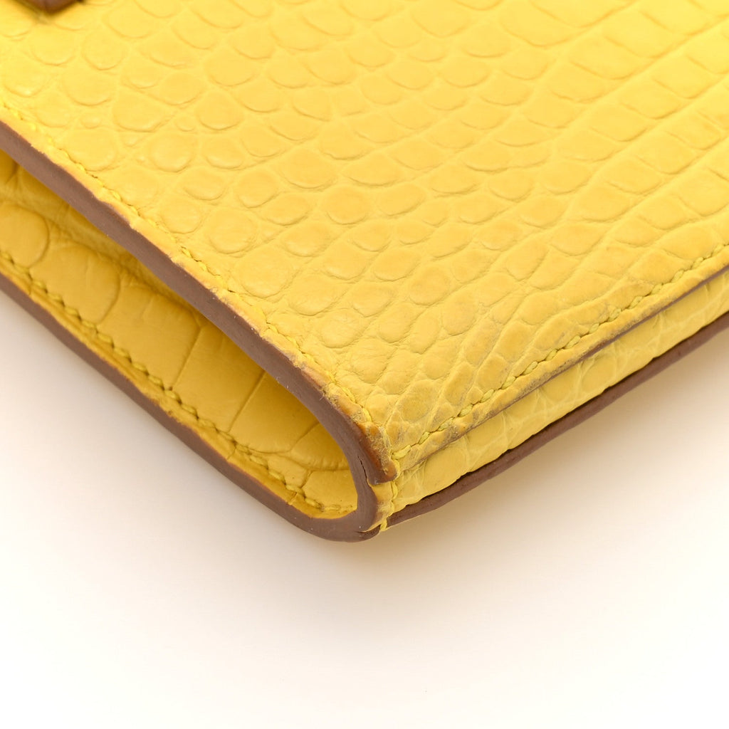 Matte Alligator Kelly Longue Wallet Mimosa