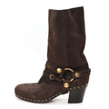 Suede Harness Mid Calf Boots 40 Brown