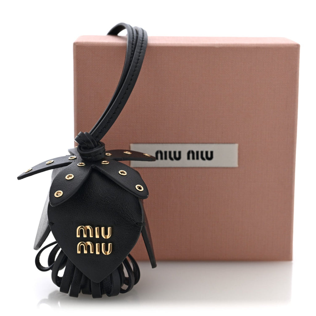 Calfskin Trick Bag Charm Black